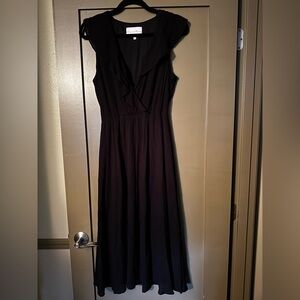 Charles Henry Black Ruffled Maxi Dress Small
